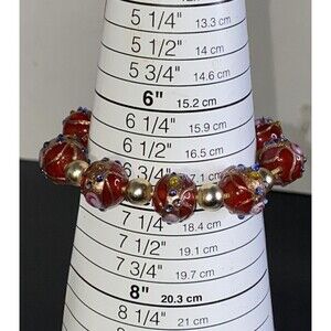 vintage murano millefiori Cake Art Glass Stretch Bracelet Size 7